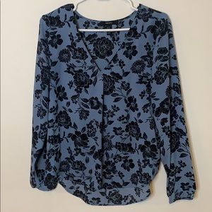 Blue black Floral blouse